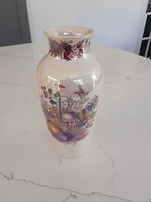 Buy Masons Pink Fruit Basket Pattern Lustre Vase 20cm Tall • 8.95£