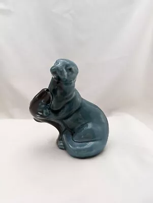 Buy Vintage Poole Pottery Otter With Fish Ornamental Figurine Blue Teal Glaze 12cm • 8.99£