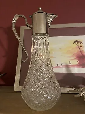 Buy Art Nouveau Silver Plated Crystal Glass Claret Jug • 21£