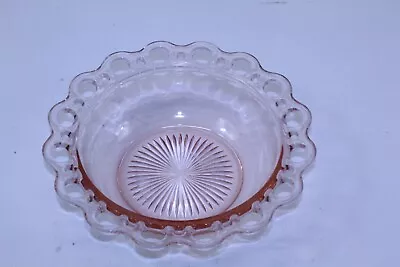 Buy Pink Depression Glass Bowl With Lace Edge Starburst Bottom No Chip 9 1/2  • 23.48£