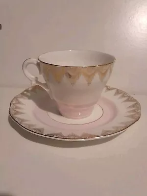 Buy Victor, Fenton Bone China Cup + Saucer, Pink And White Vintage  • 8£