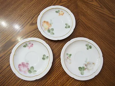 Buy Set Of 3 Vtg THOMAS Bavaria Roses Pattern Saucers For Tea Cups 5 3/4  Numbered • 9.60£