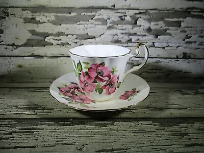 Buy Vintage 1950's Adderley China Fluted Tea Cup & Saucer Pink Flowers Pat. H1381 • 17.77£