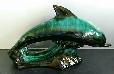 Buy Large Vintage Blue Mountain Green / Turquoise Dolphin Ornament / Figurine 41cms • 19.99£