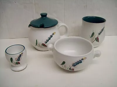 Buy Four Pieces Vintage DENBY Greenwheat  Stoneware Tableware, Jam Pot, Egg Cup Etc • 8.99£