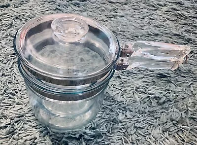 Buy Vintage Pyrex Flameware Double Boiler Glass Pot Cookware   ( 2 Pots ) & Lid • 38.41£