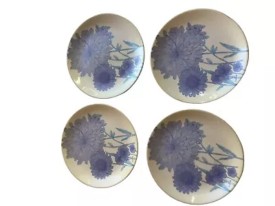 Buy Ernestine Pottery Salerno Italy Plates Set Of 4 Dahlias 818B Signed 8.75” • 76.83£