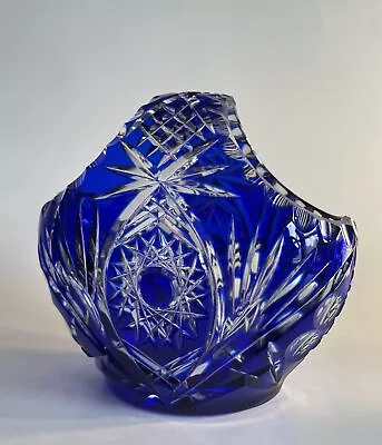 Buy Cobalt Blue Cut To Clear Crystal Basket • 51.15£
