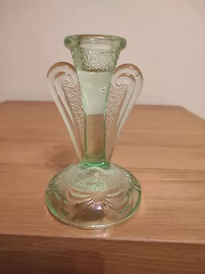 Buy Vintage Bagley Rutland Art Deco Green Glass Candlestick 1930s • 2.20£