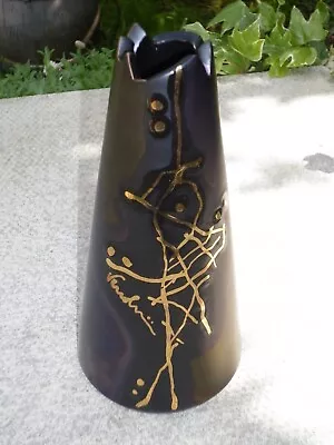 Buy Art Pottery Questa Maiolica Verzolini Iridescent & Gold Lava Vulcano Scene Vase • 8.99£