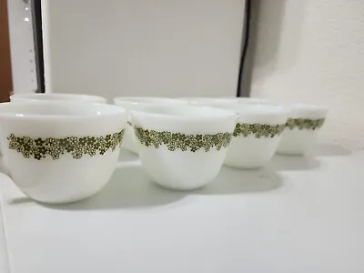 Buy Vintage Pyrex Tableware Green Floral Coffee Cups X8 • 54.05£
