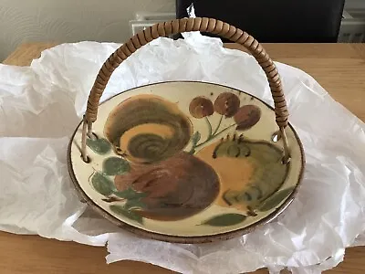 Buy Vintage Large Puigdemont Studio Pottery Fruit Bowl With Cane Handle  • 45£