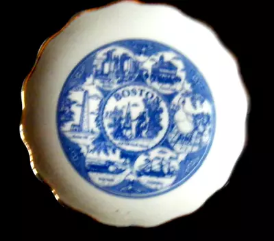 Buy Miniature Bone China Plate Picturing Boston - 8 Cm Round Miniature Plate • 4£