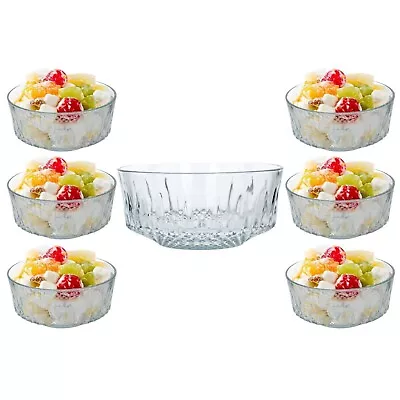 Buy 7 Piece Large Glass Bowl Set Serving Fruit Salad Dessert Snack Dinner Dishes New • 16.95£