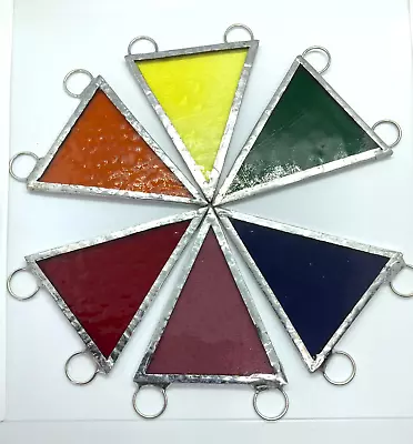 Buy F059 Stained Glass Bunting Hanging Flags SIX - Multi Rainbow Mix • 17£