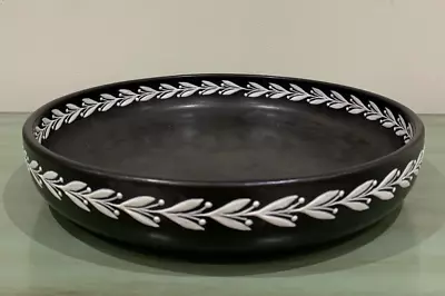 Buy Large Minton Black Basalt Bowl With White Stylised Laurel Leaf Pattern Rare • 45£