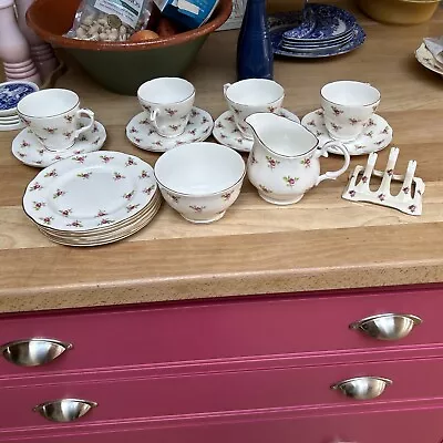 Buy Duchess Fine Bone China Rosebud Tea Set Plates Cups Saucers Milk Sugar Toast • 60£