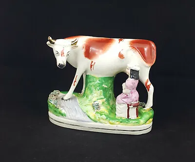 Buy Staffordshire Figurine Lady Milking Cow - Ear Chipped • 150£