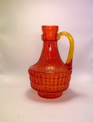 Buy Vintage Fåglavik Textured Glass Vase With Handle Orange Yellow 16x10cm Sweden • 28.82£
