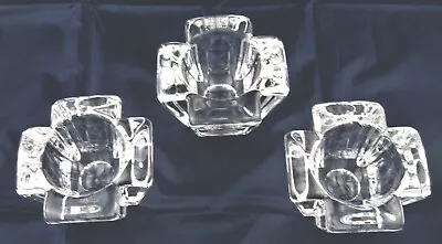 Buy Orrefors Sweden Art Glass Crystal Tea Light Candle Holders Set Of 3 • 24.01£