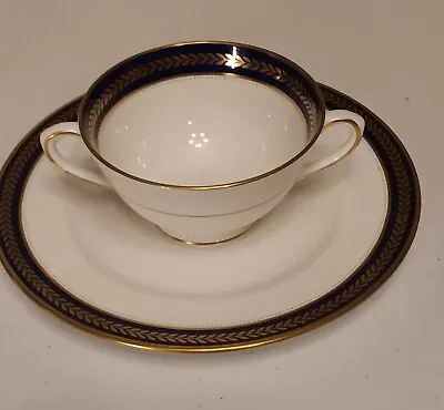 Buy Coalport Bone China Blue Wheat England Gold Trimmed 8  Plate & Soup Cup • 23.71£