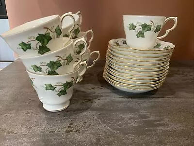 Buy Vintage Colclough Ivy Leaf Tea Cups And Saucers (7 Cups) (12 Saucers) • 25£