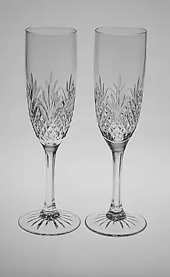 Buy 19-29.   Pair Edinburgh Crystal Tweed  8 1/4  Champagne  Flutes/Glasses Signed • 25£