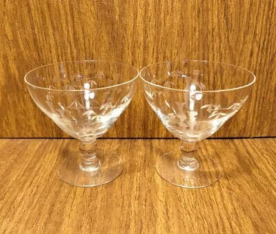 Buy 2 Vintage Sasaki 4.” Etched Bamboo Champagne Cocktail Glasses Tiki Bar • 13.42£