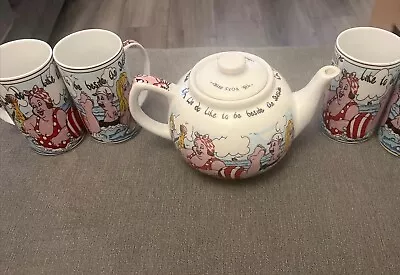 Buy Paul Cardew The Pots Family-We Do Like To Be Beside The Seaside-Tea Pot + 3 Mugs • 17.99£