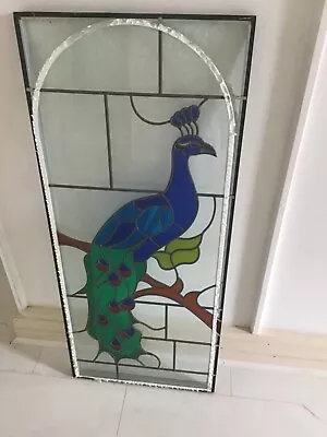 Buy Peacock Tiffany-Style Stained Glass Window Panel 100cm X 43cm • 249.95£