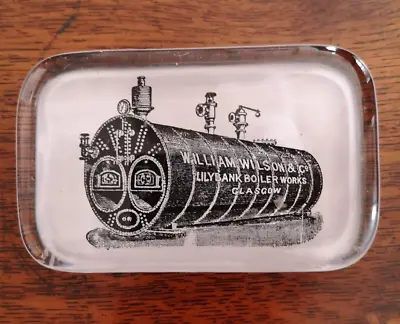 Buy Antique Glass Paperweight Advertising W. Wilson Lilybank Boiler Works Glasgow • 15£