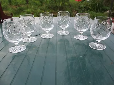 Buy 6 X Vintage Royal Doulton Small Brandy Glasses - Cut  Glass Crystal  Acid Etched • 24.99£