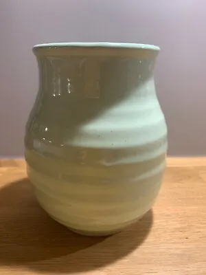 Buy Vintage Bourne Denby Stoneware Pale Green Ribbed Vase • 6.50£