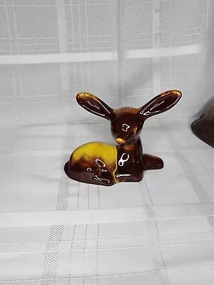 Buy Vntg Blue Mountain Pottery Fawn Deer Big Ears Harvest Gold Drip Glaze Figurine • 17.08£