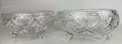 Buy Vintage Irish Crystal Cut Glass Pair Of Decorative Fruit Bowls 7” Wide • 49.95£