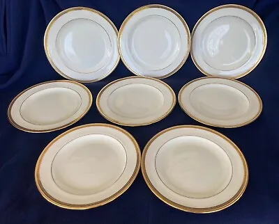 Buy 8 Cauldon Ltd. England W. H. Plummer & Co. White Porcelain Plates Gold Rim 8  • 89.89£