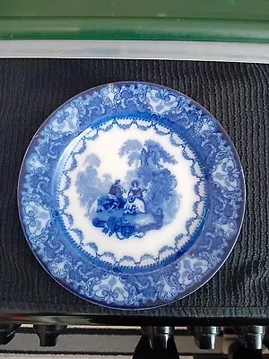 Buy Antique Watteau, DOULTON, England 8-1/2  Flow Blue Dinner Plate C1890 • 0.99£