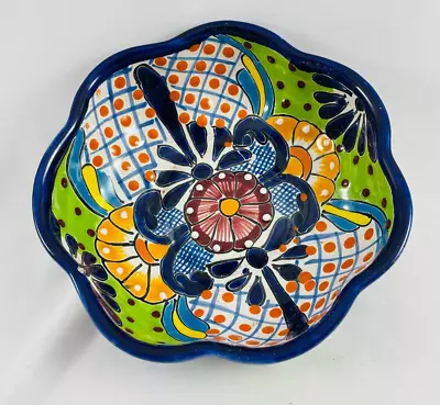 Buy Talavera Ceramic Bowl Dish Hand Painted Mexican Pottery Multi Color Floral 7 In • 19.18£