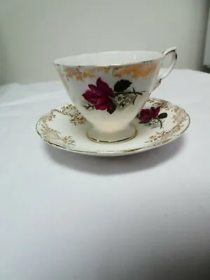Buy Vintage Paragon Fine Bone China Roses Print Tea Cup And Saucer Made In England • 18£