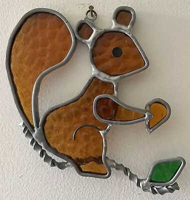 Buy Vintage Squirrel With Acorn Suncatcher Stained Leaded Glass Handcrafted  • 18.97£