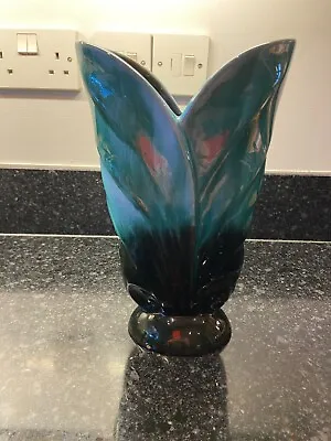 Buy Vintage Blue Mountain Pottery Large Open Leaf Style Vase 28.5cm High • 20£