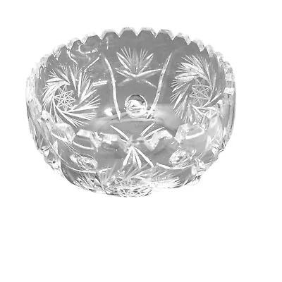 Buy Vintage Bohemia Crystal Glass Pinwheel Tri Footed Crystal Bowl Sawtooth Rim • 28.81£