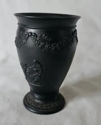 Buy Early Wedgwood Antique Black Basalt Classical Scenes Small Vase (a) • 150£