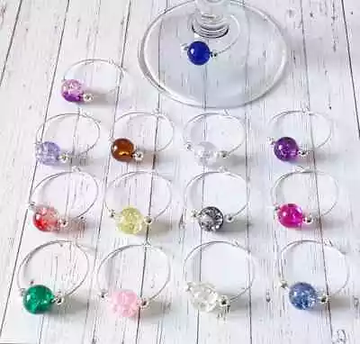 Buy 10mm Crackle Bead Wine Glass Charms - Budget Favour / Wedding Favour / Hen Party • 2.50£