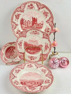 Buy 1900's JOHNSON BROTHERS Old Britain Castles Pink, Dinnerware Set Crown/England • 20.39£