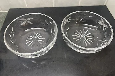 Buy 2 X Royal Doulton Hand Cut Crystal Etched Flower Small Sweet / Bonbon/ Nut Bowls • 9.99£