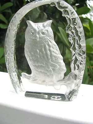 Buy WEDGWOOD CRYSTAL OWL PAPERWEIGHT: Clear/Frosted, 4.25  X 3.5 , W.tag, England • 17.08£