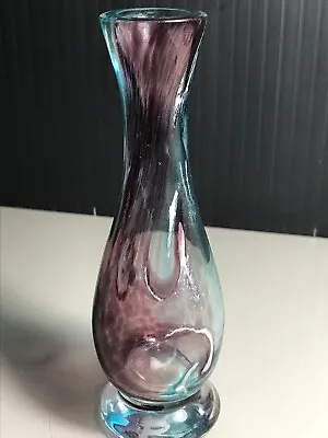 Buy Langham Studio Abstract Purple, White & Turquoise Art Glass Posy Bud Vase • 12.99£
