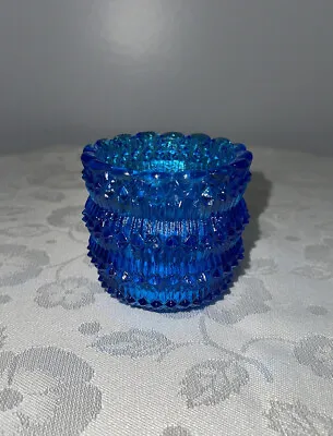 Buy Vintage Faroy USA Diamond Cut Blue Glass Votive Tealight Candle Holder • 9.48£