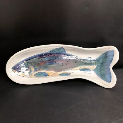 Buy Highland Stoneware Rainbow Trout Ceramic Dish Fish Shaped Hand Painted Plate -CP • 17.01£